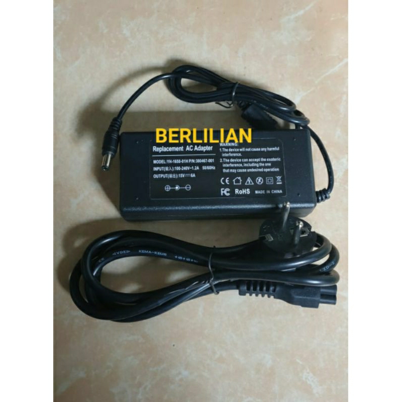 Adaptor DC 15V 6A input AC 100-240V Made In China Kualitas Bagus