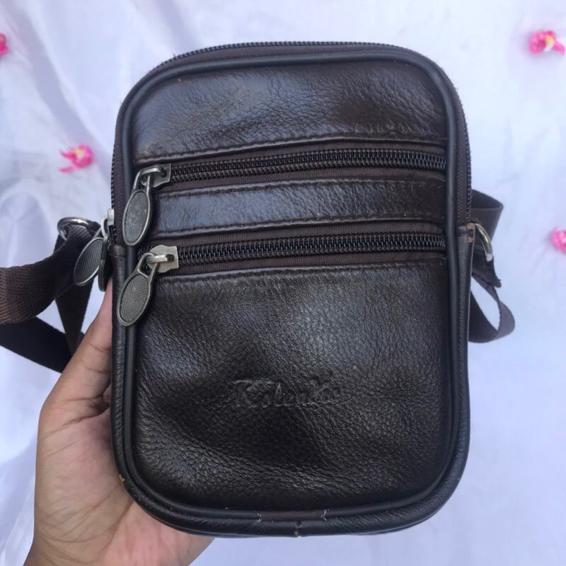 ROLENDIO Original Sling Bag HP Kulit Asli | muat HP rokok dompet lipat| Fafa Preloved Store