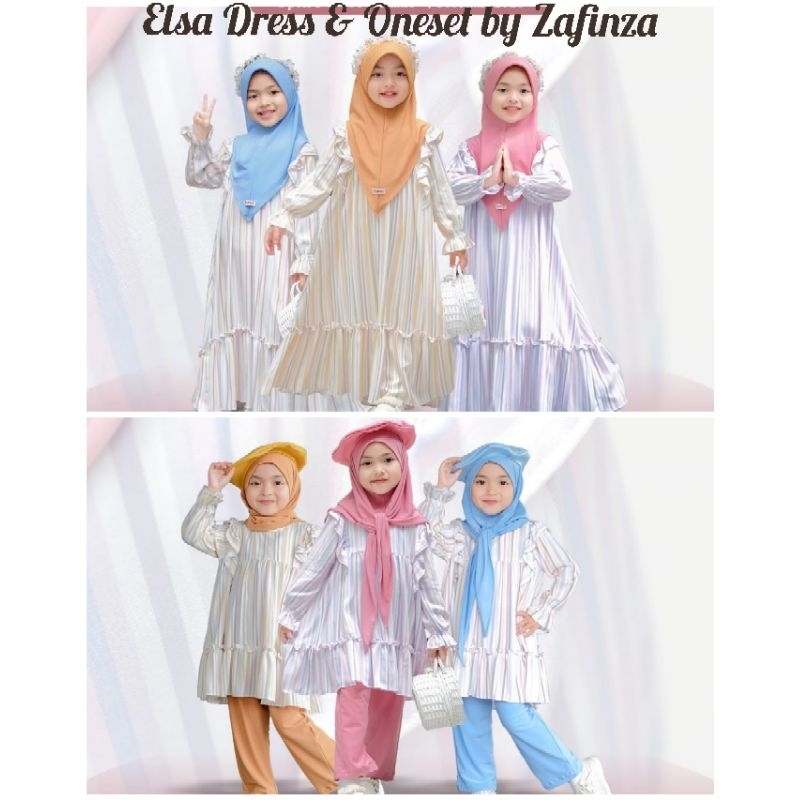 Elsa Dress dan One Set by Zafinza | Gamis Kids dan One Set Kids | Gamis Anak Set Jilbab | Tunik Set 