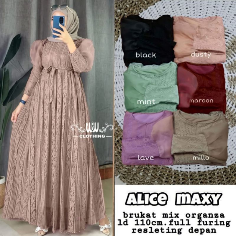 Alice Maxy | Gamis Brukat Malika Mix Organza