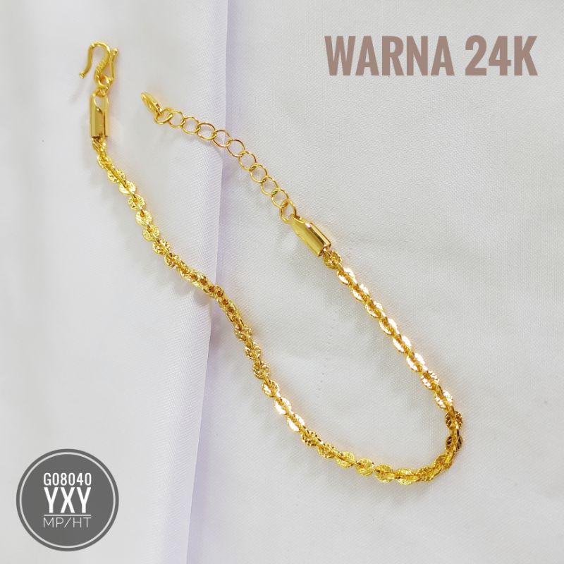 Gelang yaxiya rantai warna 24k gold G08040