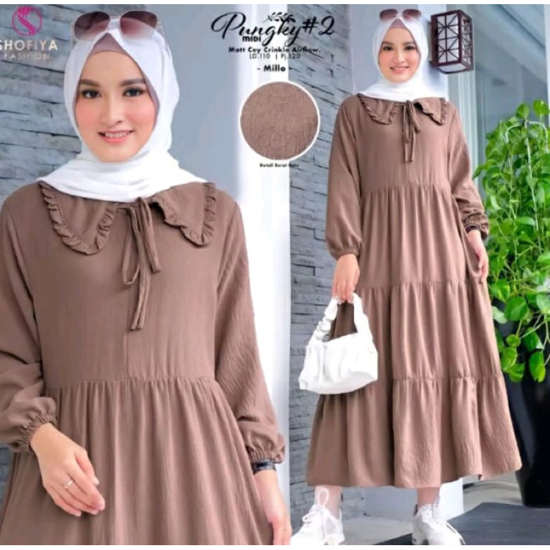 Gamis Midi Dress Rayon Dress Kerah Termurah Jumbo | Naumi Midi Dress Rayon super Premium | Gamis Sus