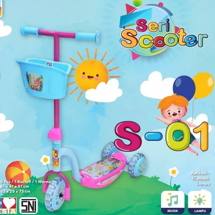 SCOOTER ANAK OTOPED RODA 3 PMB-S01// SCOOTER OTOPED CAT  MUSIC & LAMPU