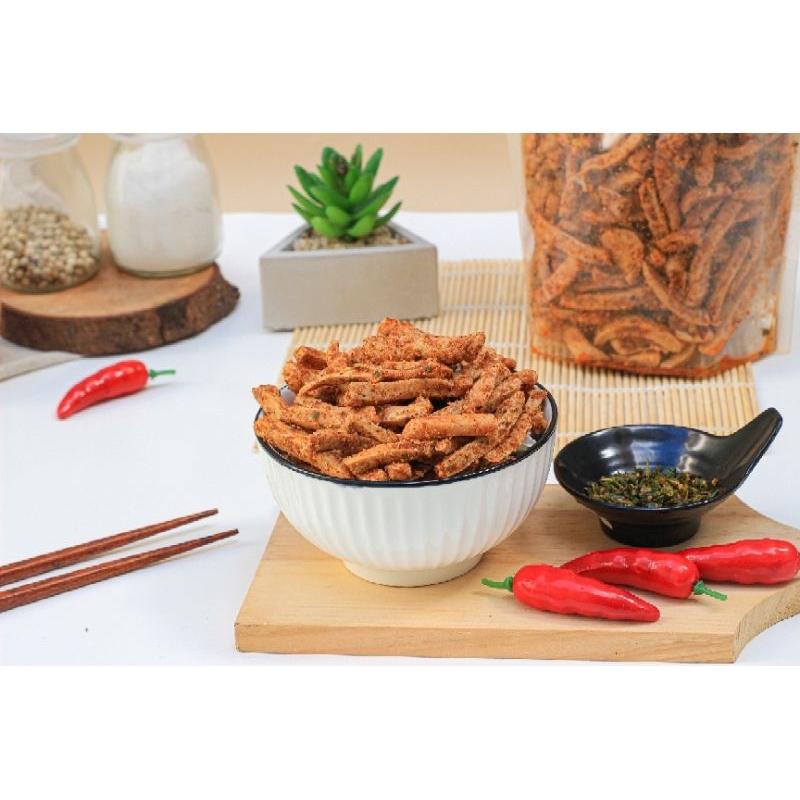 

Basreng Pedas Daun Jeruk Napfoods 500gr/Baso Ikan Goreng Bentuk Stik