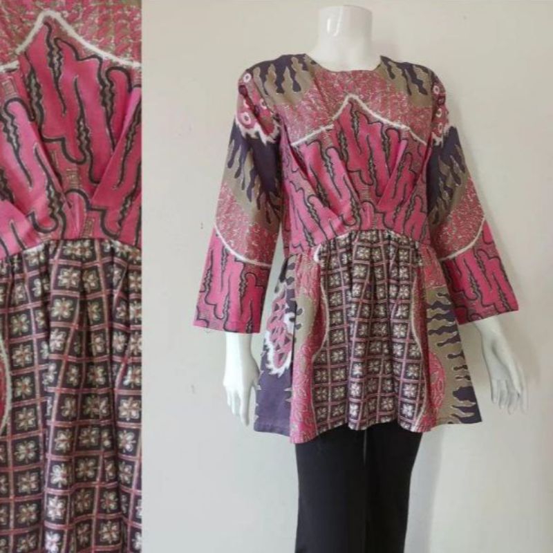 baju batik wanita warna pink bahan katun jahitan