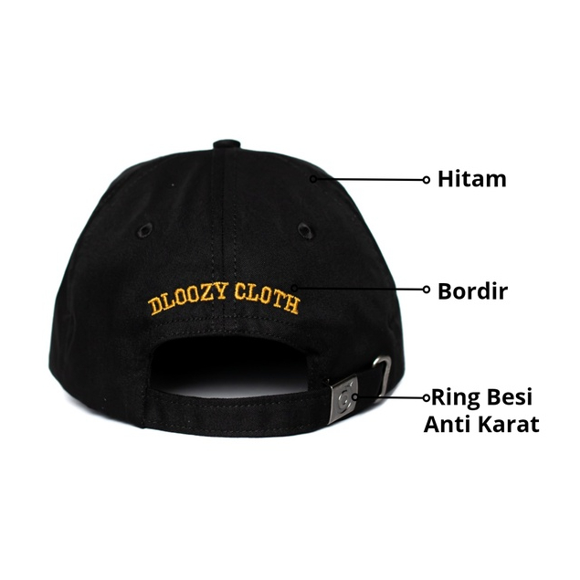 DLOOZY Topi Pria Wanita Baseball Polo Cap Black