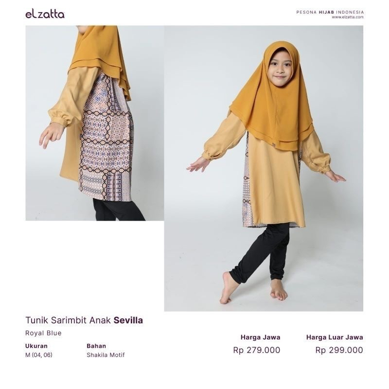 Tunik Anak Sarimbit Sevilla Elzatta Hijab Baju Atasan Anak