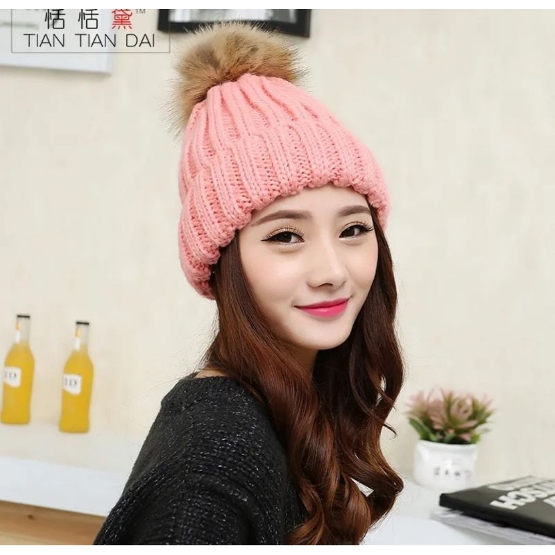 WOMAN WINTER BEANIE TOPI RAJUT WANITA