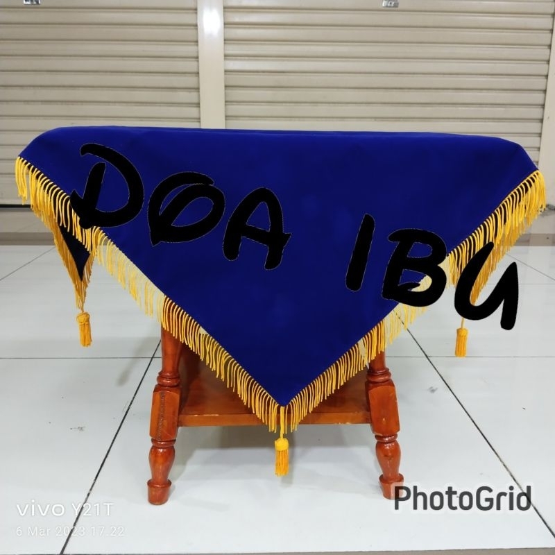 

best seller alas baki upacara bendera alas baki paskibra polos pake rumbai warna biru BENHUR ready stock