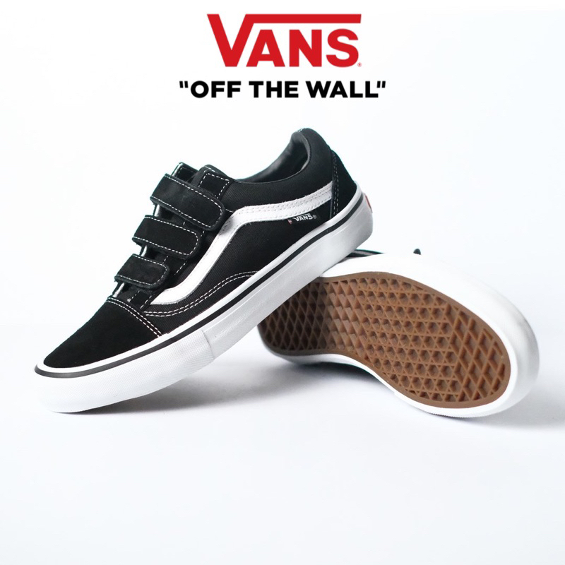 Vans Old Skool Velcro Pro Black White Original
