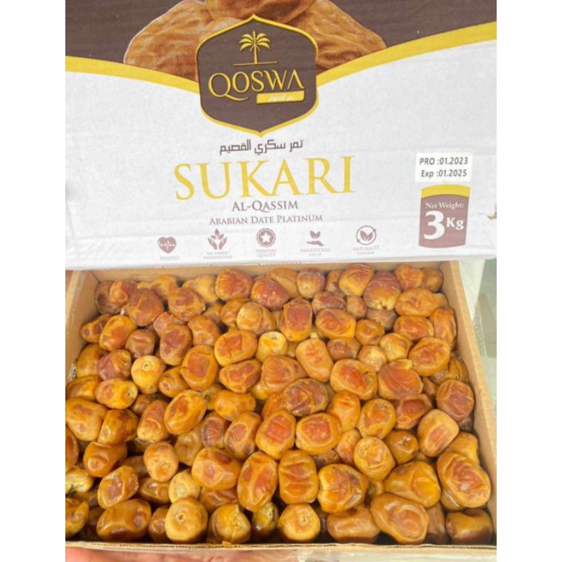 

Kurma Sukari Al Qassim Premium Qoswa 3kg Sukkari 3 kg