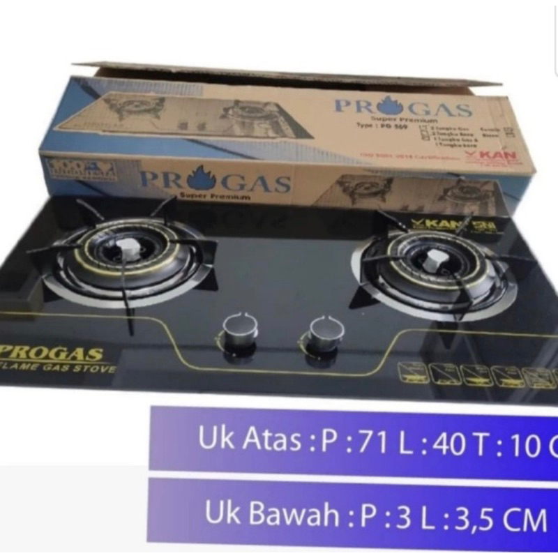 kompor gas tanam kaca progas 2 tungku SNI / kompor tanam rumah