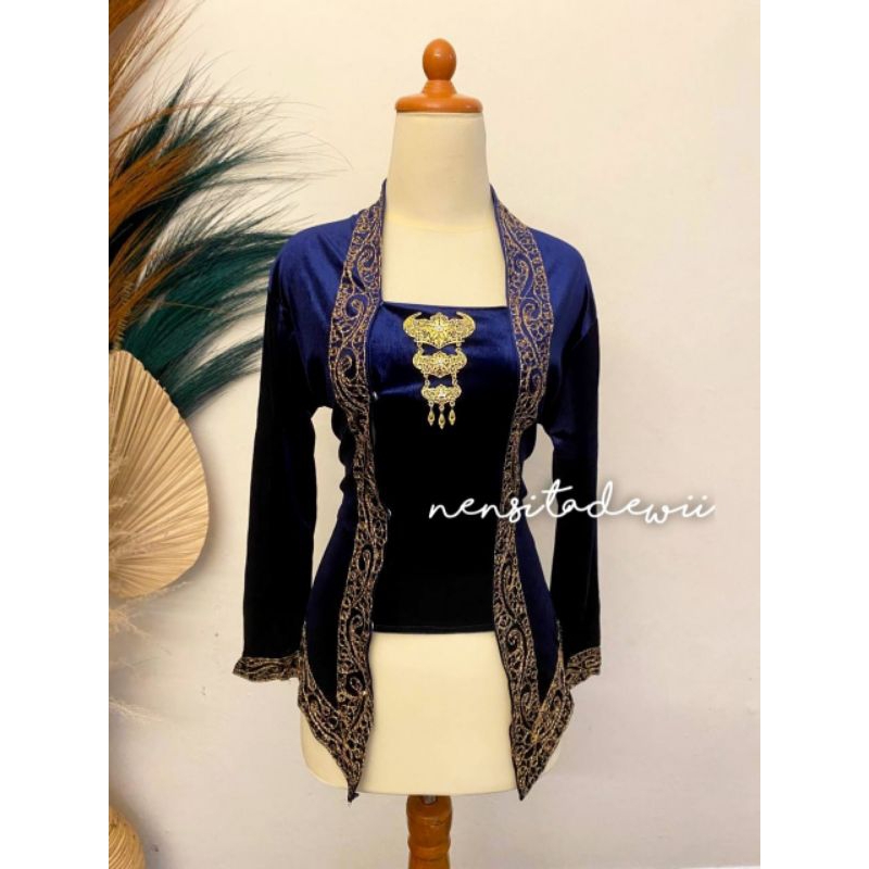 Kebaya Bordir, Model Kutubaru - Warna Navy