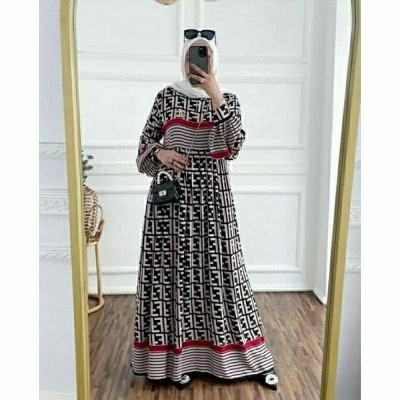 GAMIS SABRINA POLKADOT FULL KANCING BUSUI JUMBO SYARI DRESS DAILY RAYON