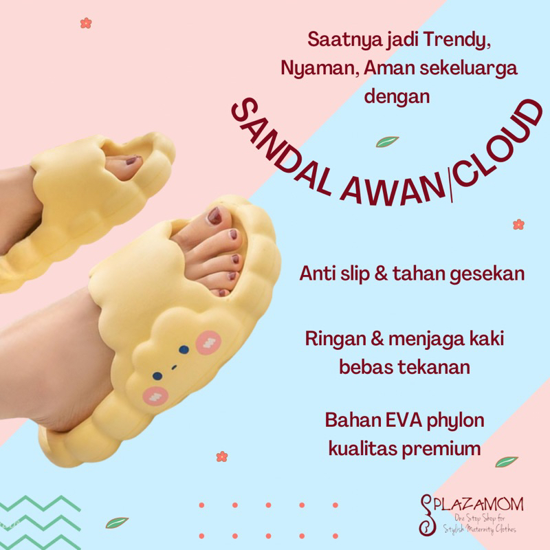 Sandal karet awan cloud EVA Phylon ANAK DEWASA kids kid Laki Perempuan pria wanita cowok cewek cowo cewe male female man woman girl boy Unisex Sendal Selop Slippers Slip Strap Empuk Ringan Anti slip Kualitas Premium Nyaman trendy kekinian viral hits cute