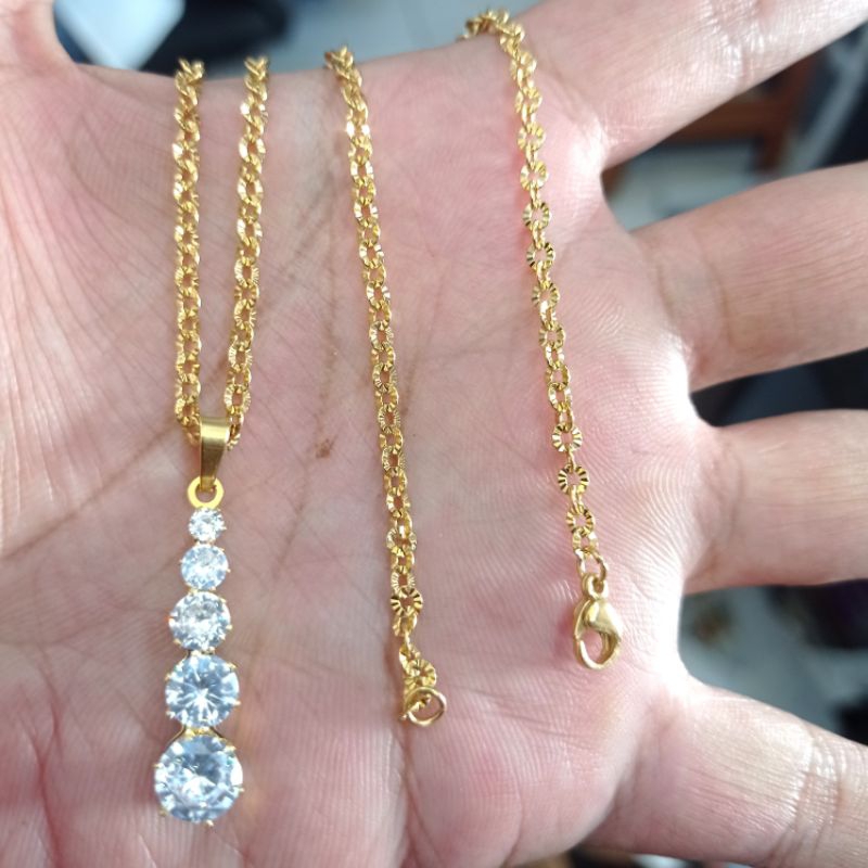 kalung titanium anti luntur perhiasan wanita import