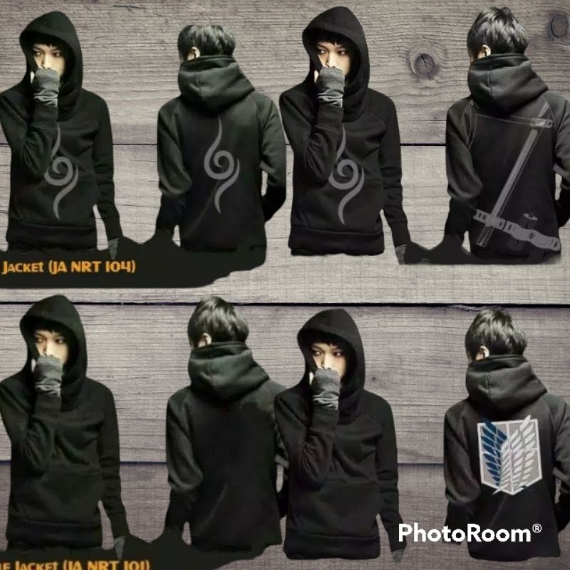 JAKET SWEATER HOODIE COSPLAY PRIA WANITA STYLE HARAJUKU NINJA ANIME NARUTO ANBU PEDANG ANIME ATTACK 