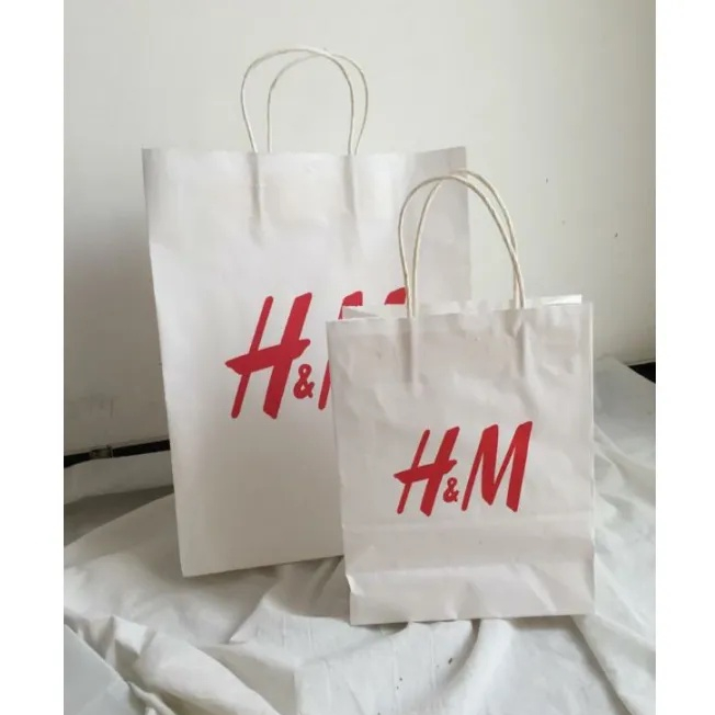 (Paperbag HM) Paper Bag Custom Warna Putih Bisa Desain Sendiri / Paper Bag Kado Souvenir Packing Ols