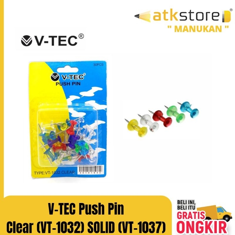 

Push pin V-Tec VT-1037/30 PCS SOLID || VT-1032/30 PCS CLEAR || PAKU PAYUNG/ PIN UNTUK STYROFOAM/ JARUM TEKAN