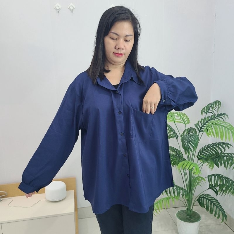 atasan kemeja jumbo ld 140cm/akj ld140cm/blouse oversize