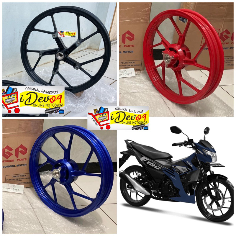 Rims Wheel Velg Depan Hitam Merah Biru Satria Fu Fi Raider R150 Fi Original SGP