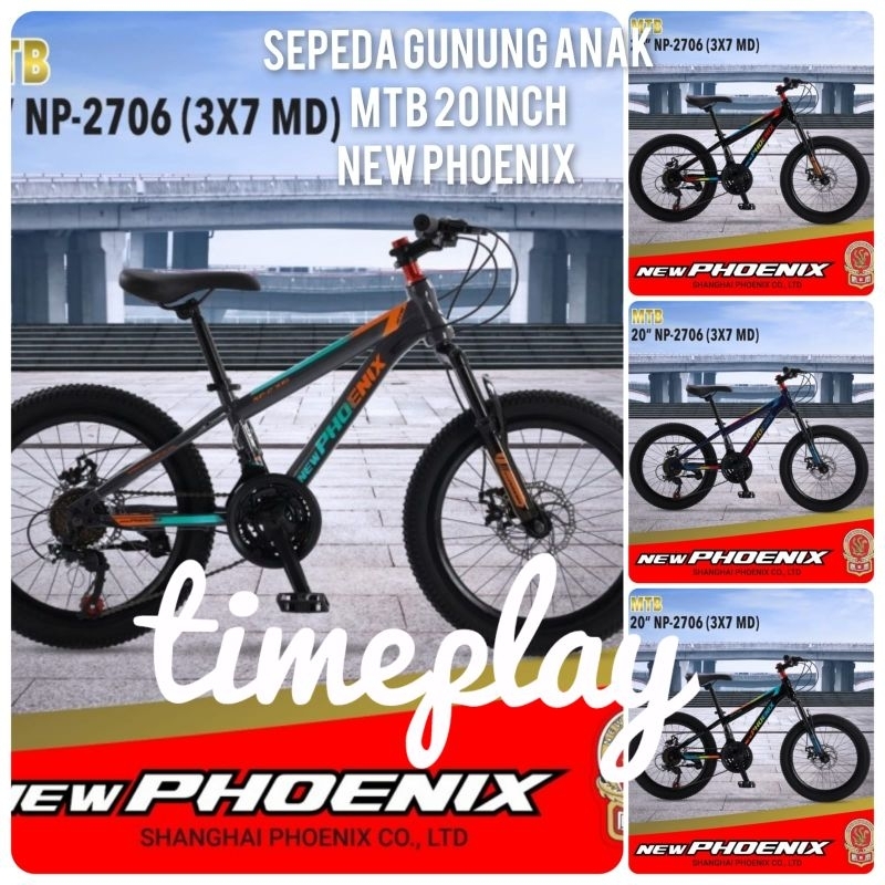 New Phoenix Sepeda Gunung MTB Anak 20 Inch  NP 2706 3x7 speed MD