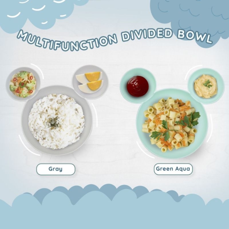 Basic baby multifunction divided bowl - mangkok sekat mpasi bayi