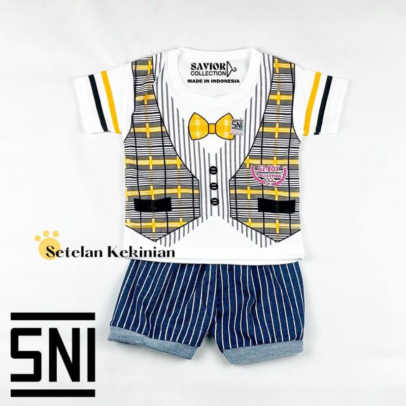 Baju Bayi Setelan Oblong Anak Laki Laki 3 - 18 bulan SNI / setelan baju bayi harian anak cowok bayi rompi tuxedo rompi dasi gajah MOM &amp; ME