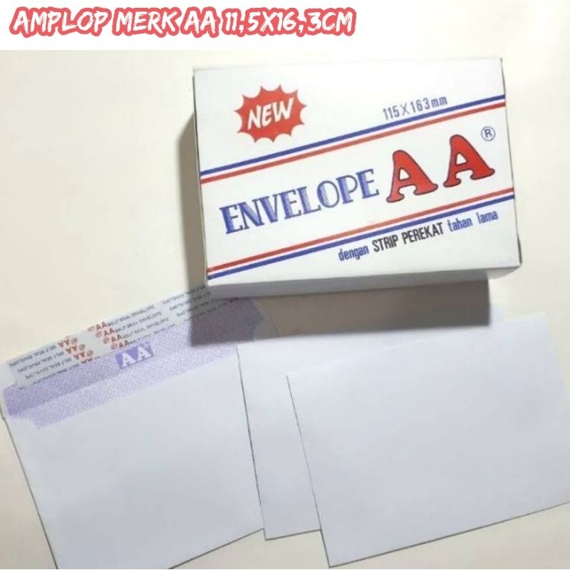 

Amplop dengan lem merk AA ukuran 11,5×16,3 cm (1 pcs)