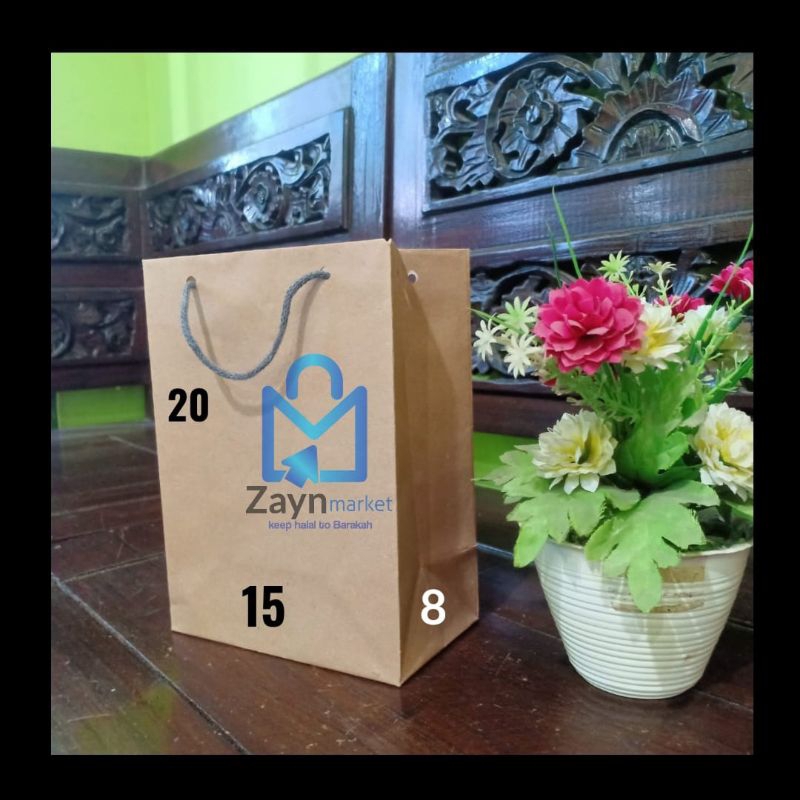 

paperbag tas kertas coklat ukuran 15x8x20/custom sablon