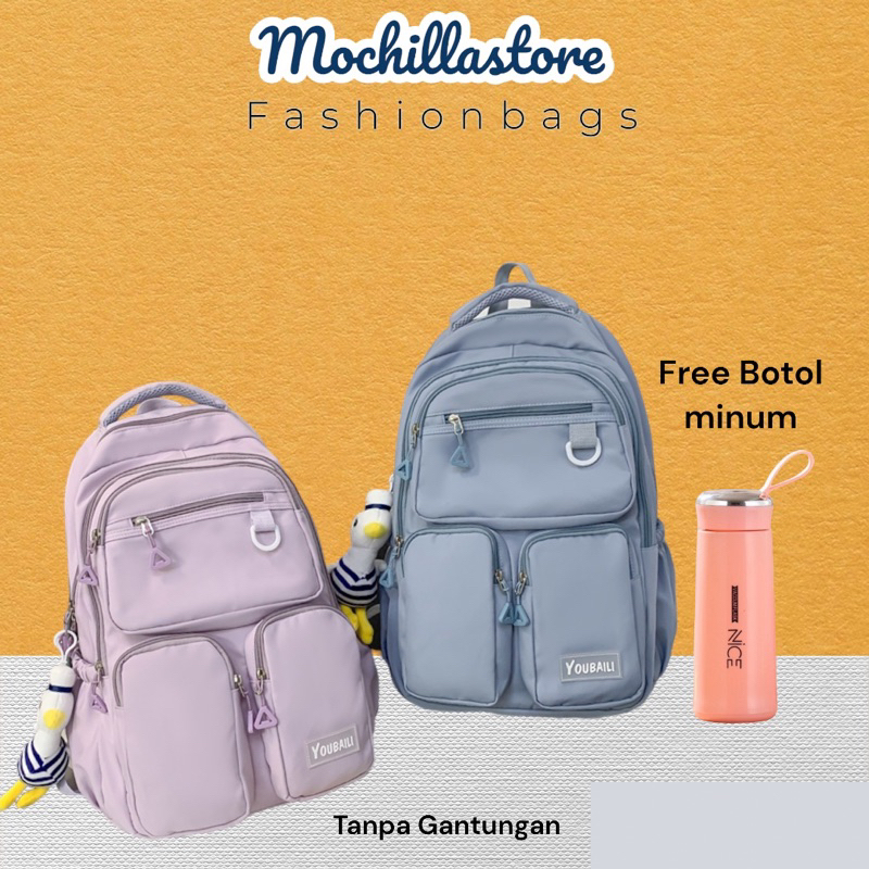 Mochillastore - Tas Ransel Sekolah Perempuan Dan Laki-laki Tas Ransel Backpack Anak Sekolah SD SMP SMA Tas Anak Remaja Muatan Besar masuk Buku Paket  LKS dan Laptop + Tambler Tas COD Termurah