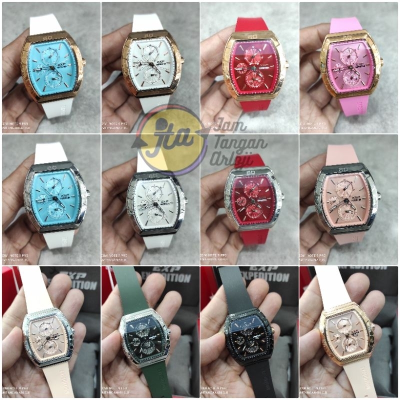 JAM TANGAN WANITA EXP EXPEDITION E 6800 NEW E6800 TALI RUBBER ORIGINAL GARANSI RESMI 1 TAHUN