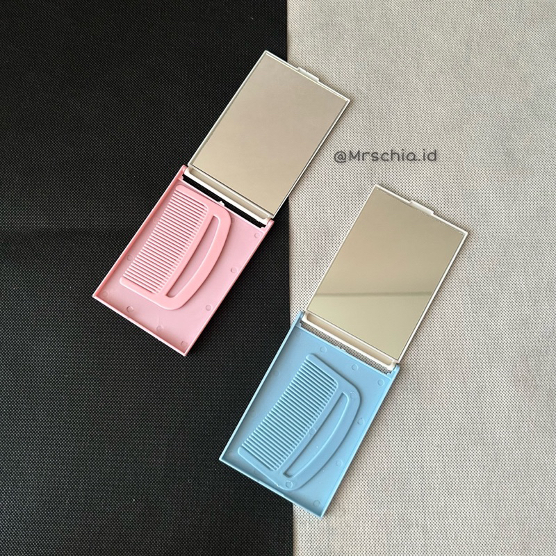 Cermin lipat plus sisir viral 3D / cermin impor korea / cermin mini / cermin motif
