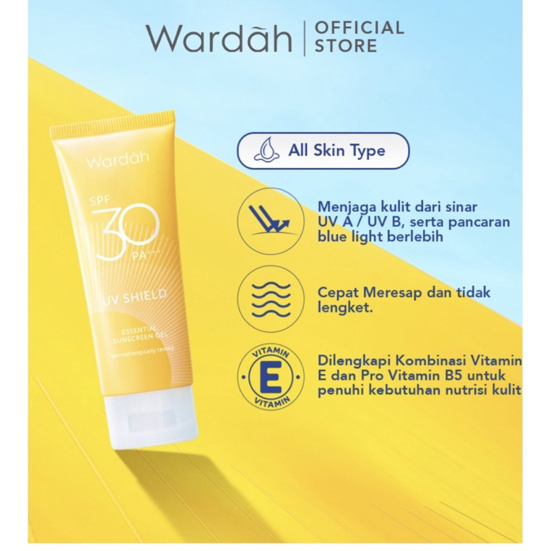 WARDAH UV Shield Essential Sunscreen Gel SPF 30 PA+++ 40ml