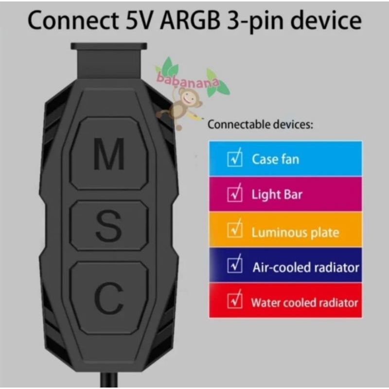 CONTROLLER ARGB 5V 3 PIN POWER SATA HUB AURA FOR FAN CASE LED STRIP