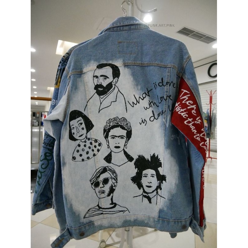 Jaket jeans levis denim oversize lukis painting art custom