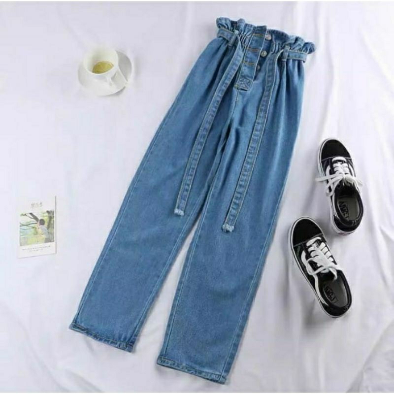 [ 1KG 3PCS] BAGGY JEANS HIGHWAIST KEKINIAN CELANA BAGGY JEANS WANITA HITS OOTD