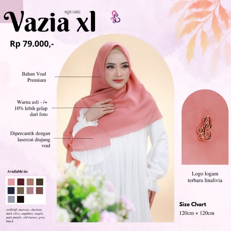 Linalivia Hijab || VAZIA SQUARE (XL) ||  Scarf Jumbo || Bisa Cod