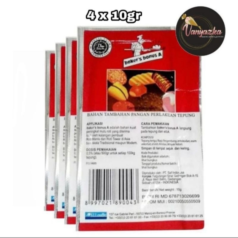 

Bread Improver Bakers Bonus/Pengembang Roti Baker's Bonus A (4pcsx10gr)