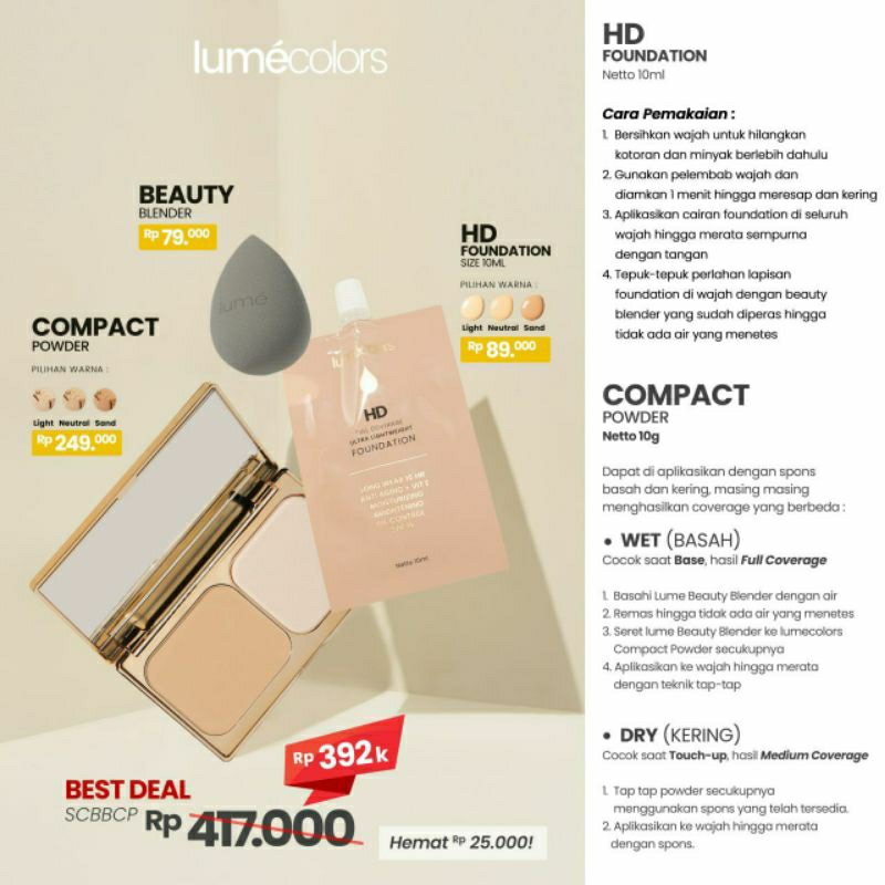 Bundling Foundation Compact Powder Beauty Blender Lumecolors