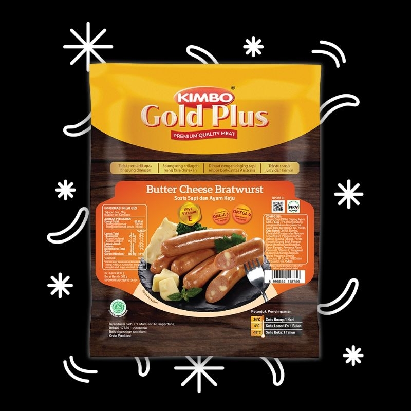 Sosis Sapi Ayam Keju Kimbo Gold Plus 360gr