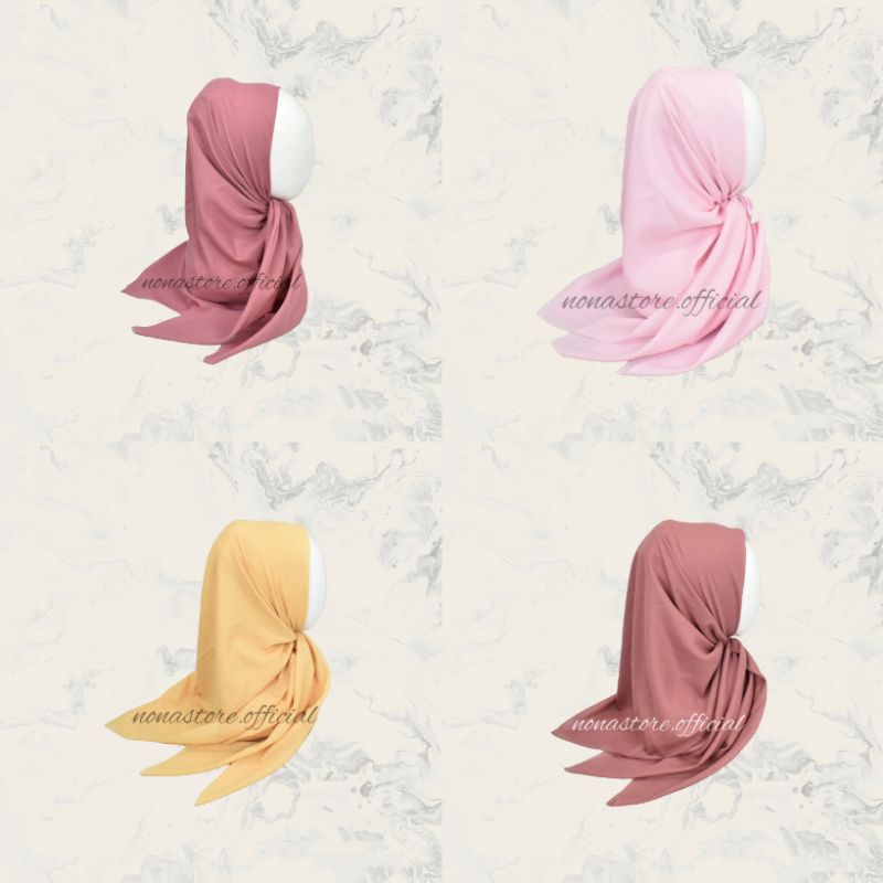 NONA HIJAB VOAL PARIS PREMIUM POLOS SEGIEMPAT VOAL BASIC VOAL LASERCUT SEGI EMPAT WARNA PINK PEACH P