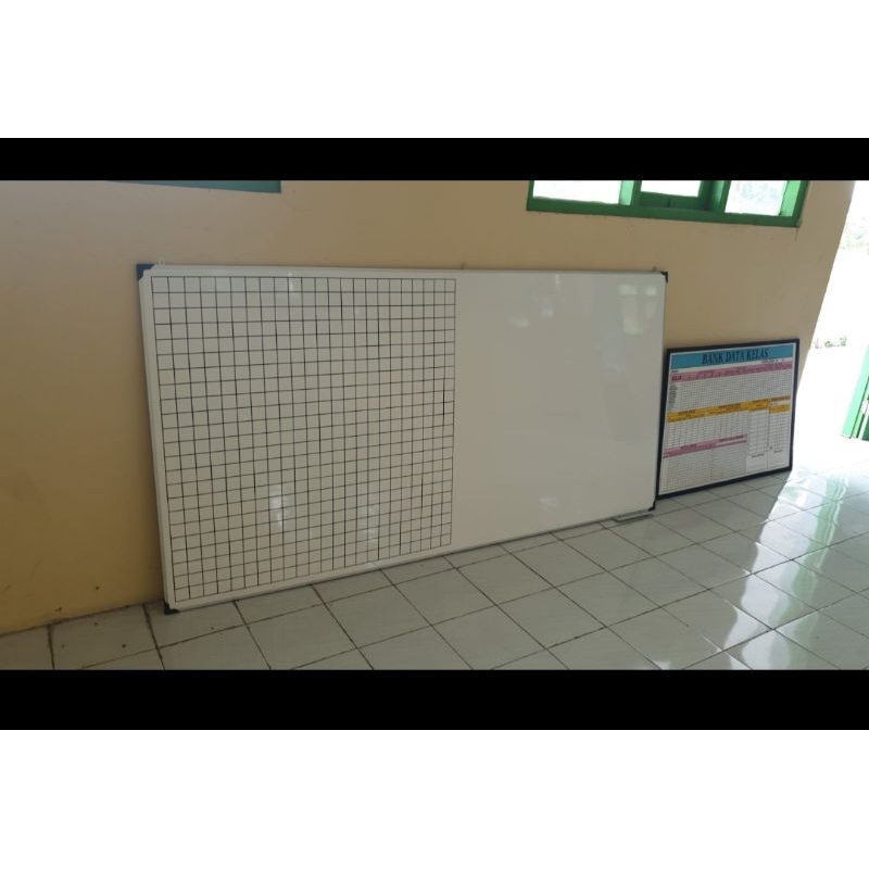 

papan kotak 1/2 dan polos 1/2 / papan tulis / white board/ garis