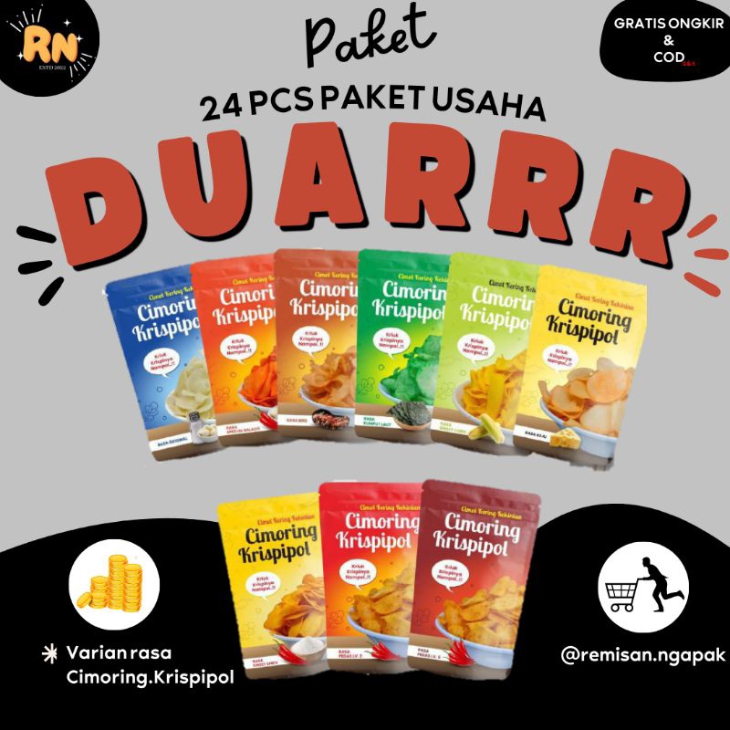 

REMISAN.NGAPAK | CIMORING KRISPIPOL | CIMOL KERING | KRISPINYA NAMPOL 24 PCS
