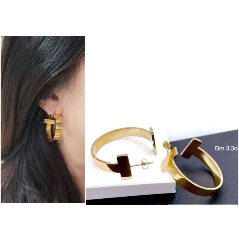 Anting Titanium Premium asli earring Stainless Steel anti karat anti alergi Ta-0257