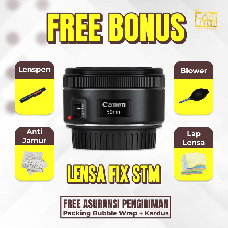 LENSA FIX CANON  STM 50MM F1.8 MULUS LENSA FIX BOKEH KAYAK BARU