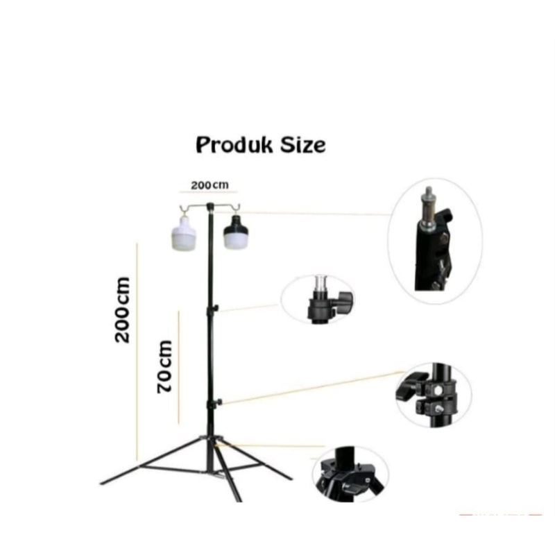 termurah tiang infus portable / tiang lampu portable tripod gantungan infus / lampu 2meter + tas