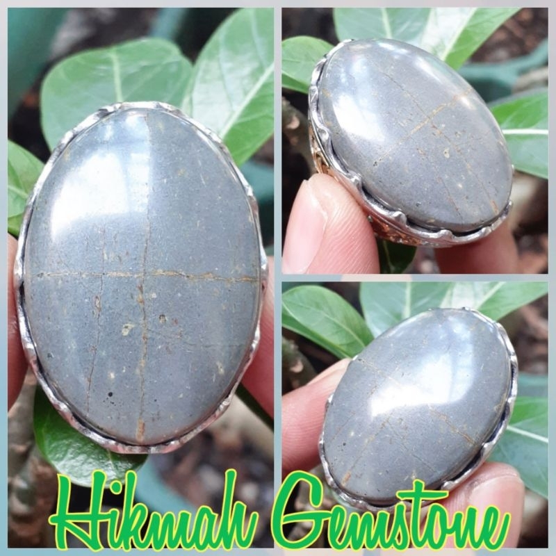 Batu Badar Besi Tapak Jalak Tali Emas Ring Titanium