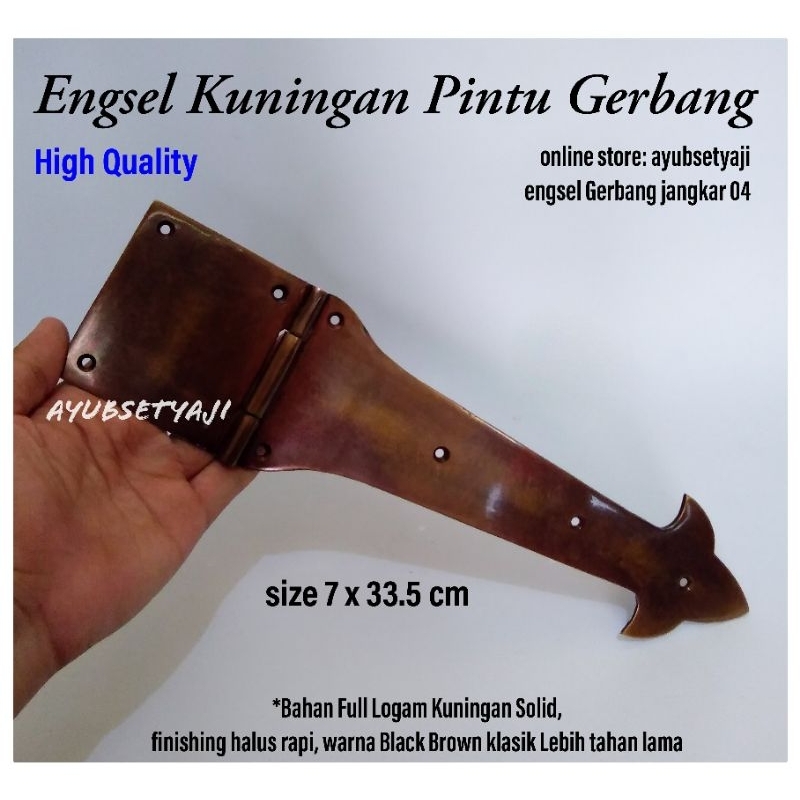 Engsel Kuningan Pintu Gerbang 04 model Panah Jangkar engsel pintu Gerbang klasik antik Kuat Tebal en