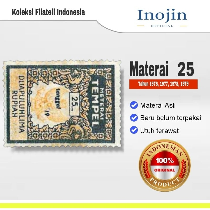 

Materai 25 Rupiah Tahun 1976 1977 1978 1979 1980 Matrai Tempel Lama Asli Original Pos